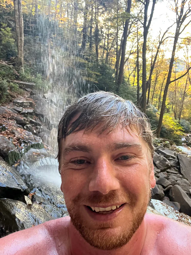 Portrait at a waterfall